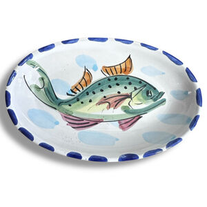 Vietri Italy Fish Oval Hand Painted Plate Platter Wall Hanging